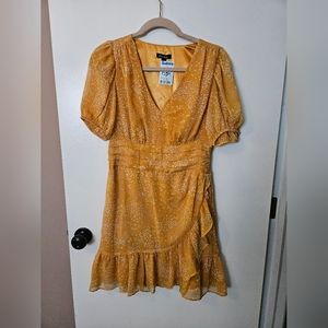Express yellow polka dot dress